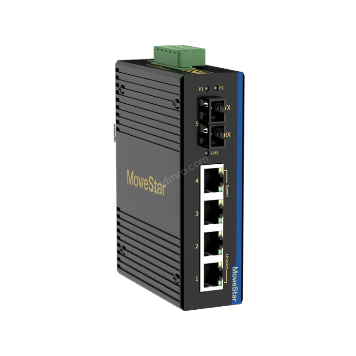 1 Port 100M F(x) + 4 Ports 10/100M T(x) Din-Rail Unmanaged Industrial Ethernet Switch