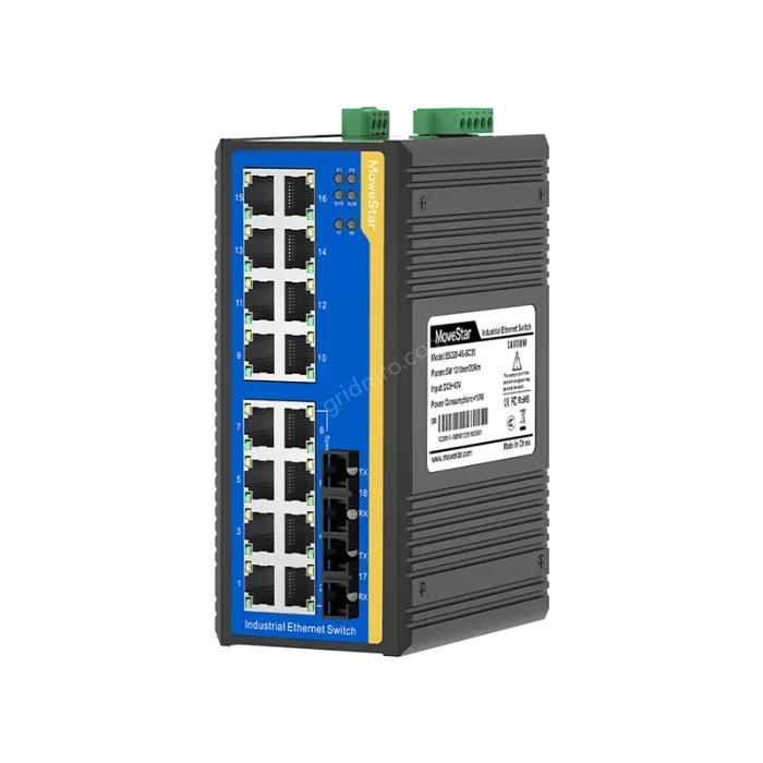 2 Ports 100M F(x) + 16 Ports 10/100M T(x) Din-Rail Unmanaged Industrial Ethernet Switch