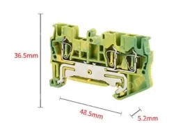 Pull-back spring yellow-green terminal ST2.5-TWIN-PE one-in, two-out grounding terminal block