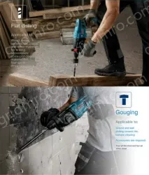 GBH 220 (bare metal version) + 6 four-pit 1 series drill bits + dust cover