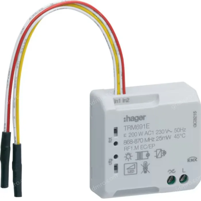 Module 1 flush mounted dimmer 200W, 2 wires + 2 inputs, KNX radio