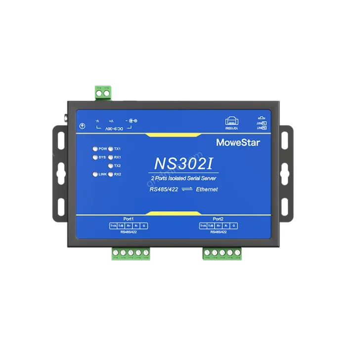 2 Ports RS485/422 Serial to 100M Ethernet Opto-isolated Server