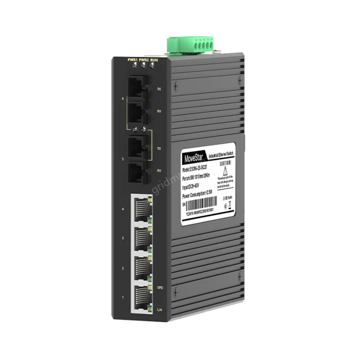 2 Ports 100M F(x) + 4 Ports 10/100M T(x) Din-Rail Unmanaged Industrial Ethernet Switch