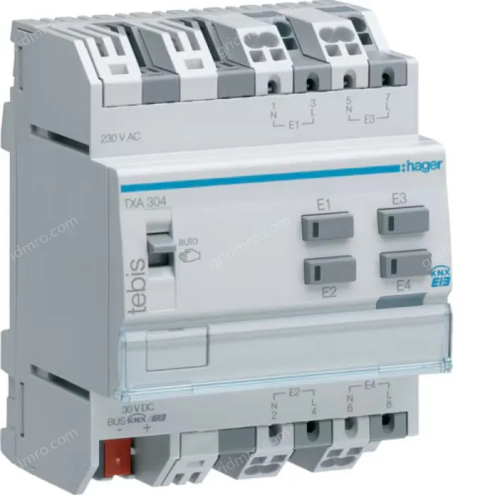 Binary input 4 fold, 230V~, modular, KNX