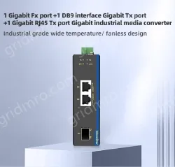 1 Port Gigabit SFP + 2 Ports Gigabit RJ45 Din Rail industrial media converter