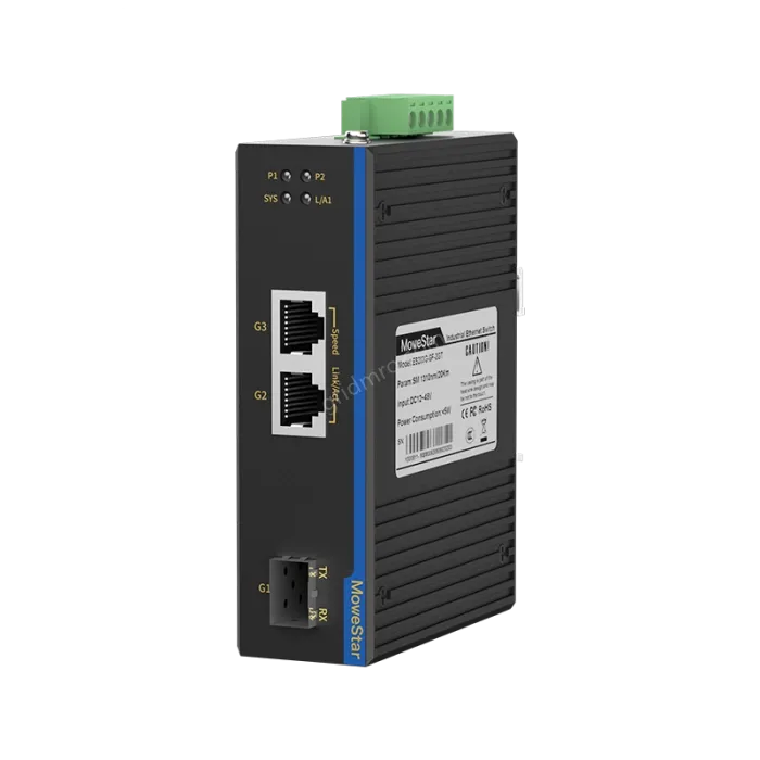1 Port 100M F(x) + 2 Ports 10/100M T(x) Din Rail Industrial media converter