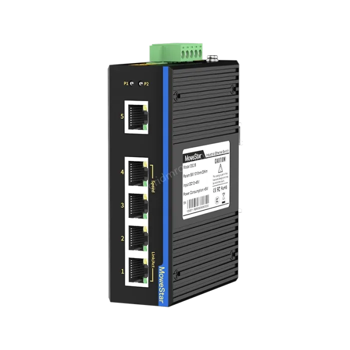 5 Ports 10/100M T(x) Din-Rail Unmanaged Industrial Ethernet Switch