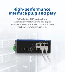 4 Ports 100M F(x) + 4 Ports 10/100M T(x) Din-Rail Unmanaged Industrial Ethernet Switch