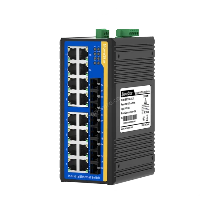4 Ports 100M F(x) + 16 Ports 10/100M T(x) Din-Rail Unmanaged Industrial Ethernet Switch